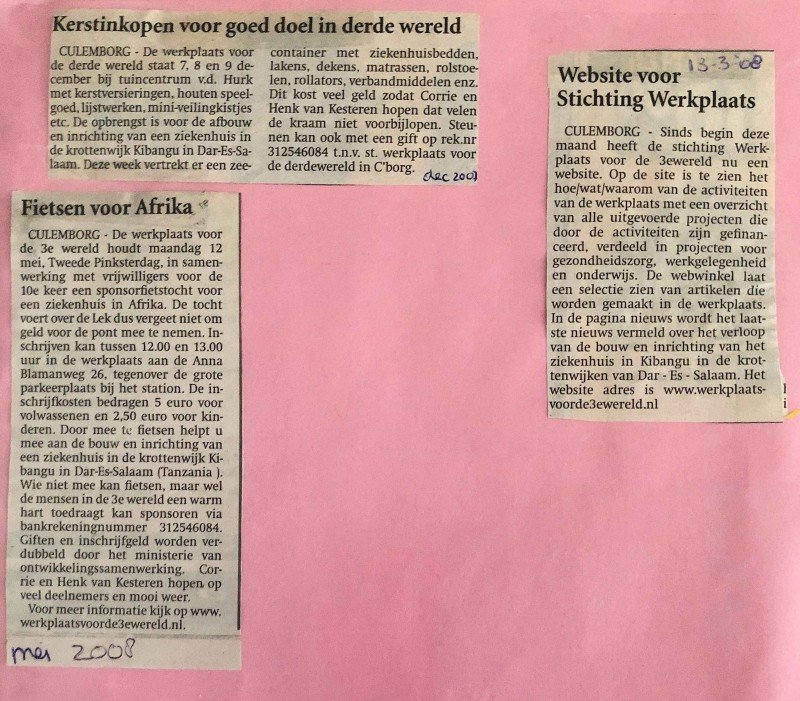 Berichten over werkplaats voor de wereld 2008