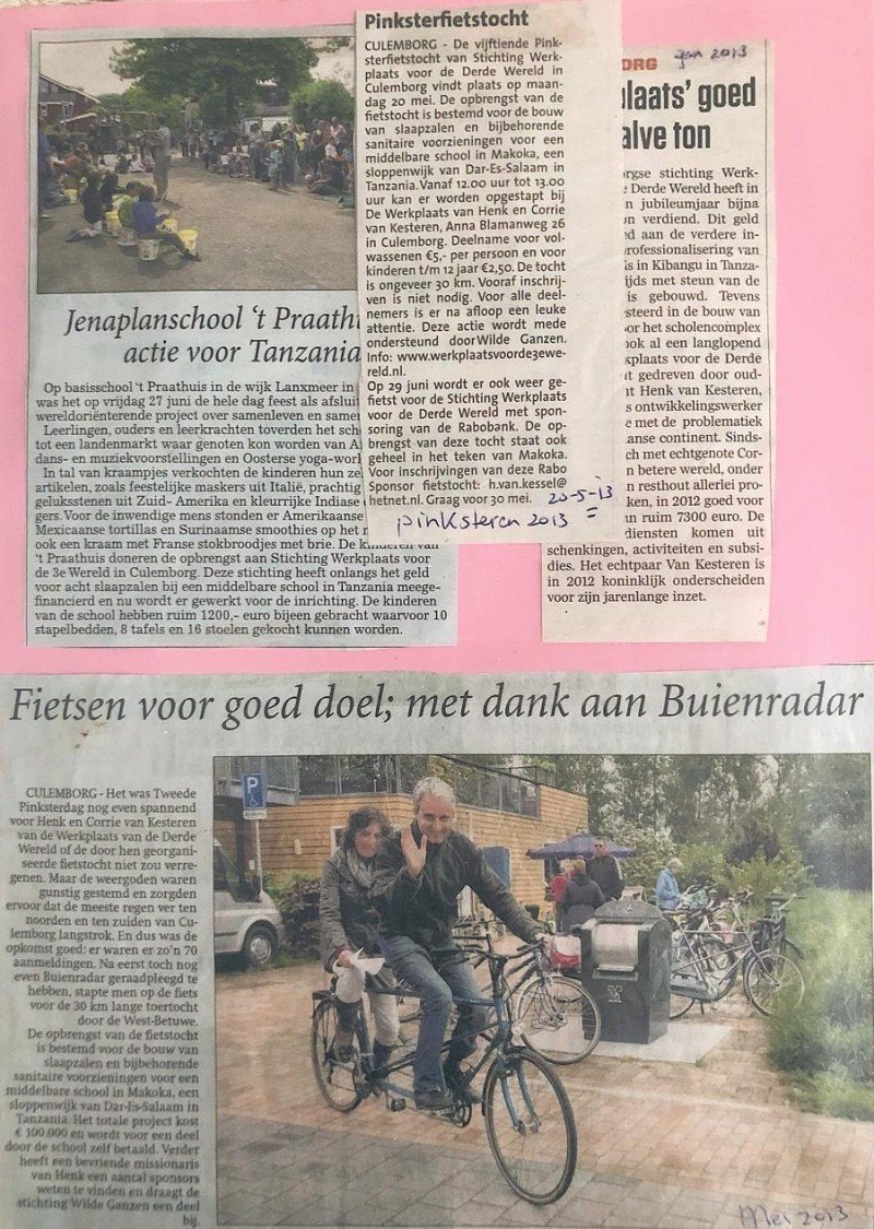 Diverse krantenberichten werkplaats voor de wereld 2012
