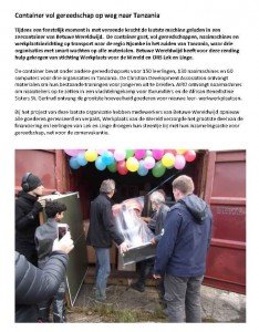 2017 - Container vol gereedschap op weg naar Tanzania