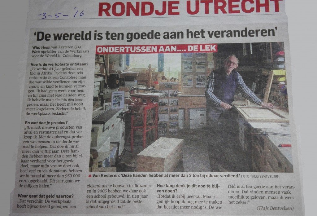 Ondertussen aan de lek in Utr nieuwsblad 3 mei 2016
